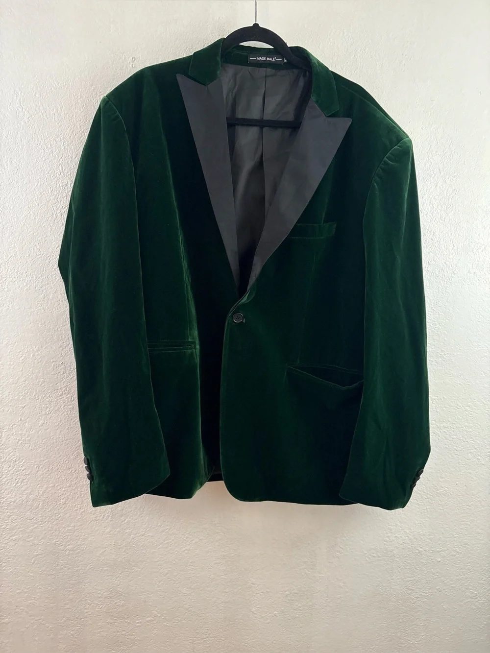 MAGE MALE Green Velvet Tuxedo Blazer Jacket. Size XXL